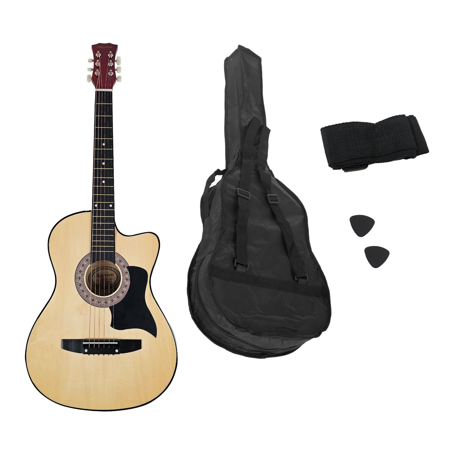 38in Cutaway Acoustic Guitar with guitar bag - Natural