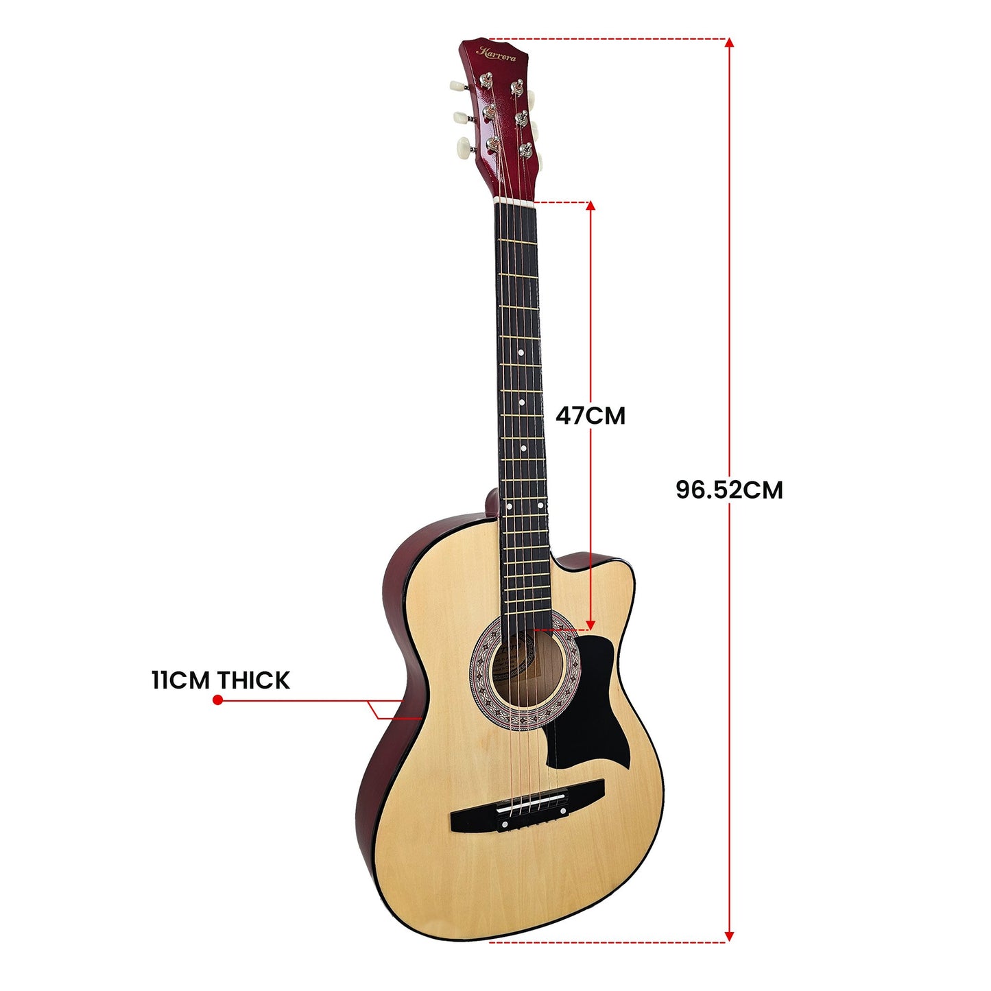 38in Cutaway Acoustic Guitar with guitar bag - Natural