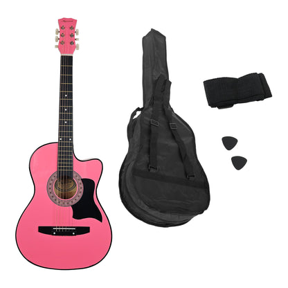 38in Cutaway Acoustic Guitar with guitar bag - Pink