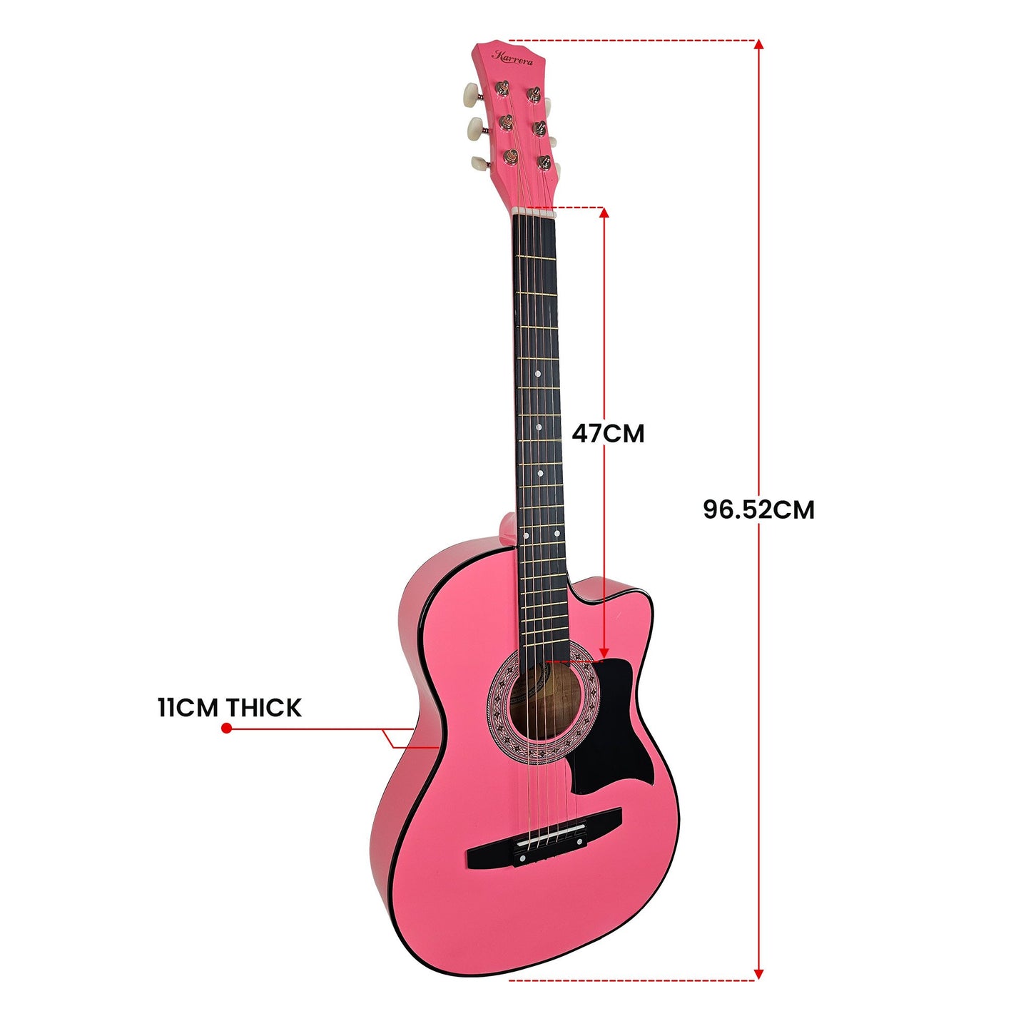 38in Cutaway Acoustic Guitar with guitar bag - Pink