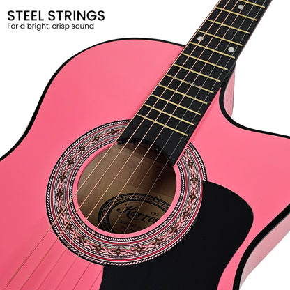 38in Cutaway Acoustic Guitar with guitar bag - Pink