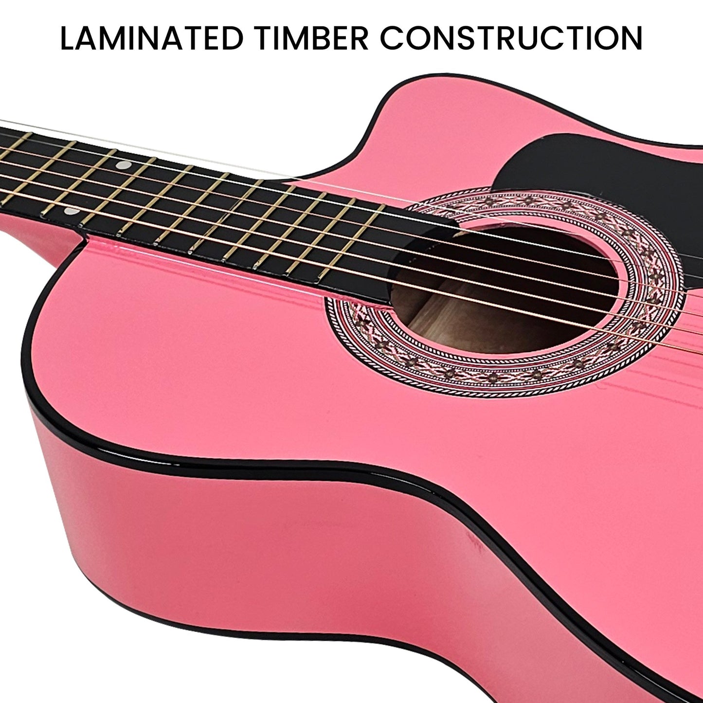 38in Cutaway Acoustic Guitar with guitar bag - Pink