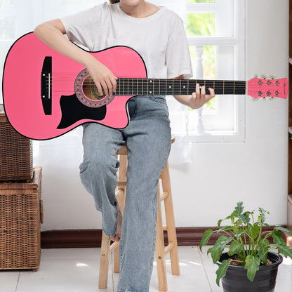 38in Cutaway Acoustic Guitar with guitar bag - Pink