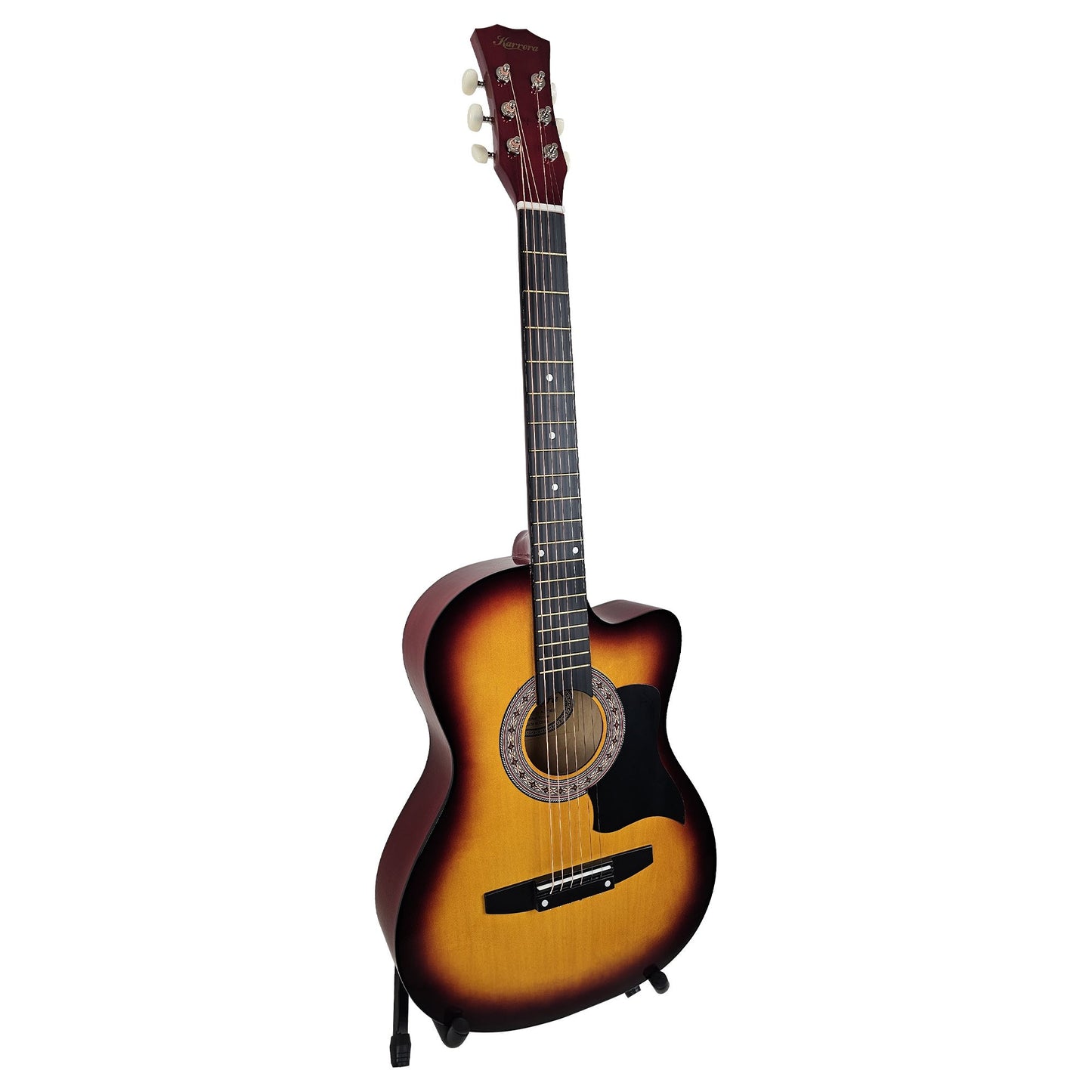 Karrera 38in Pro Cutaway Acoustic Guitar with Bag Strings - Sun Burst