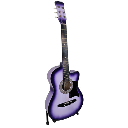 38in Pro Cutaway Acoustic Guitar with guitar bag - Purple Burst