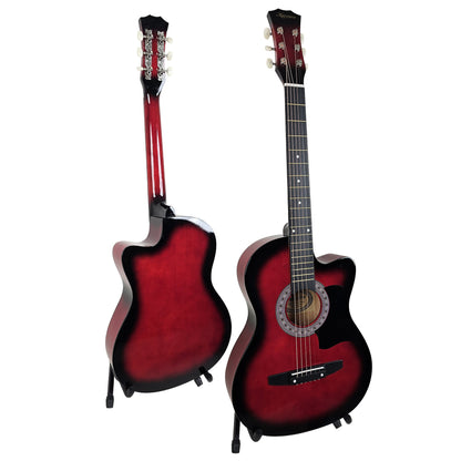 Karrera 38in Pro Cutaway Acoustic Guitar with guitar bag - Red Burst