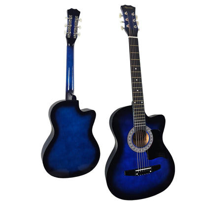 38in Cutaway Acoustic Guitar with guitar bag - Blue Burst