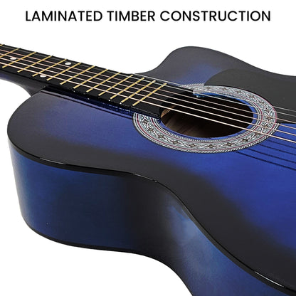 38in Cutaway Acoustic Guitar with guitar bag - Blue Burst