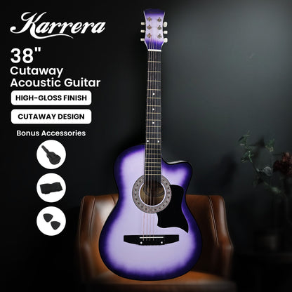 38in Cutaway Acoustic Guitar with guitar bag - Purple Burst