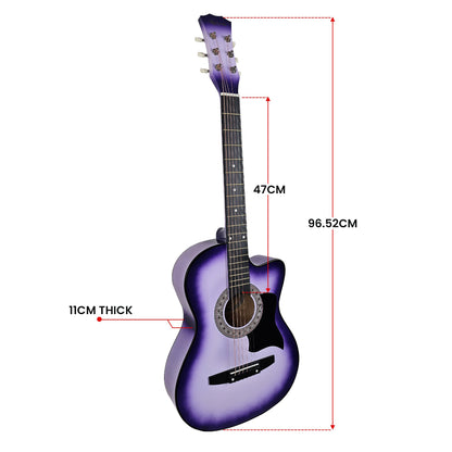 38in Cutaway Acoustic Guitar with guitar bag - Purple Burst