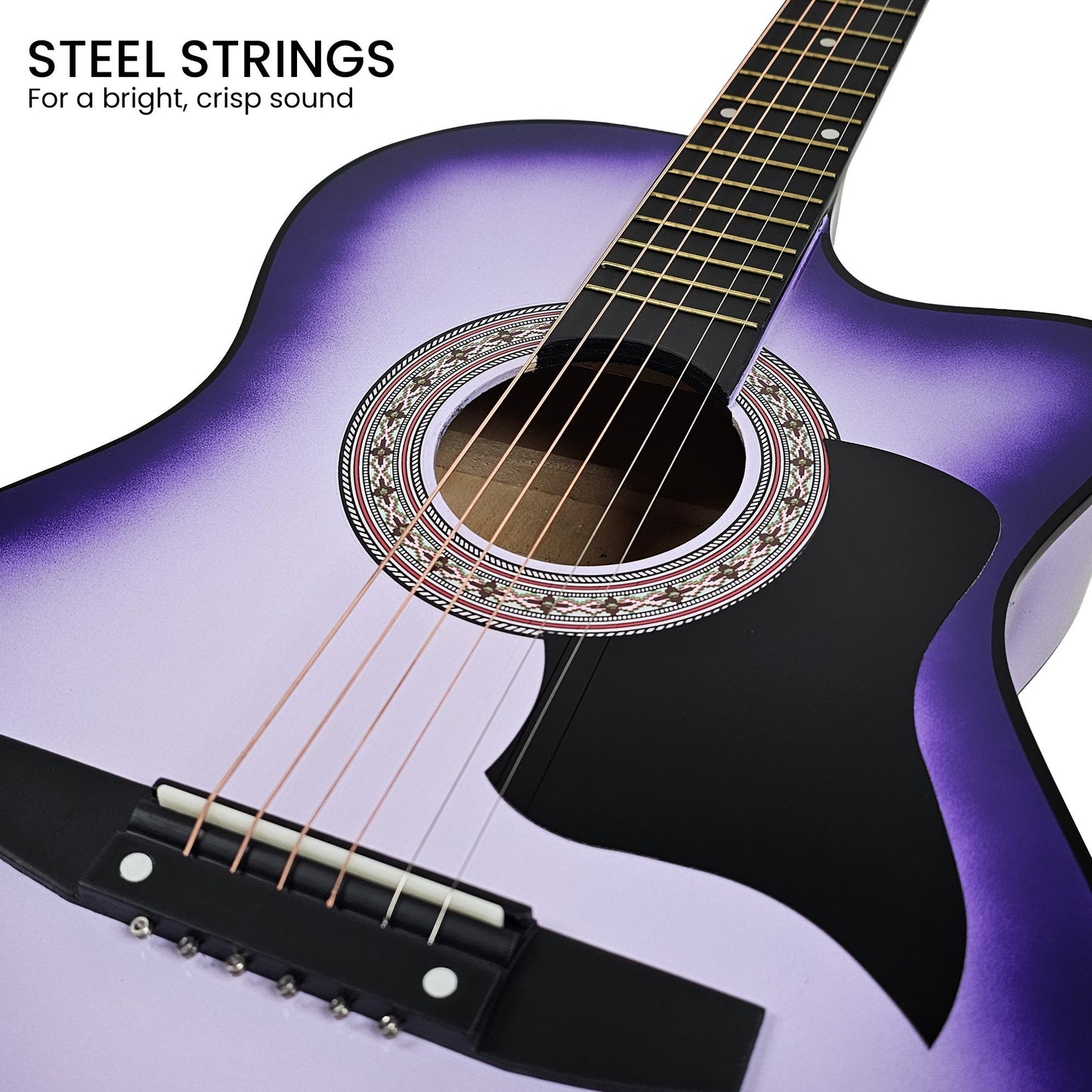 38in Cutaway Acoustic Guitar with guitar bag - Purple Burst