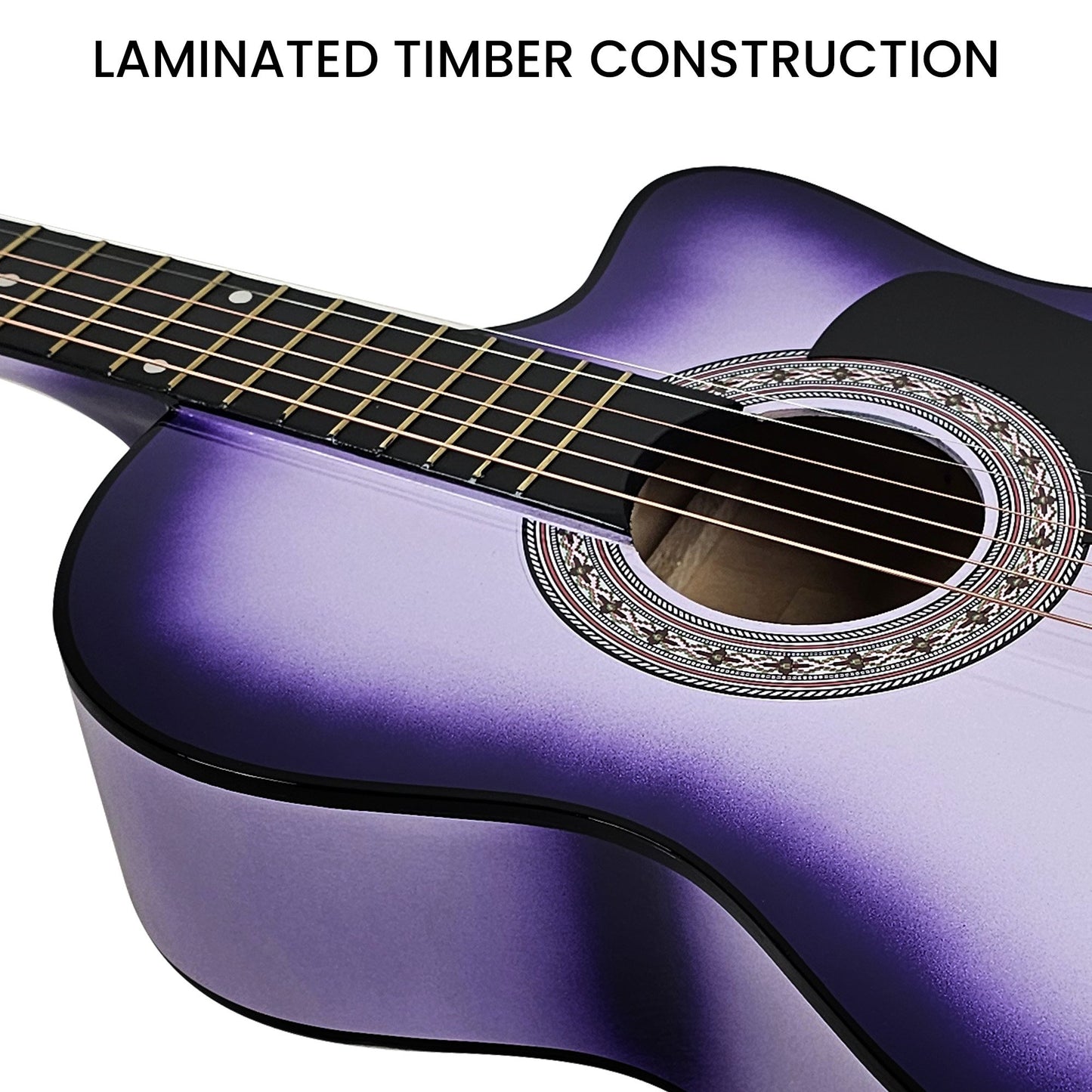 38in Cutaway Acoustic Guitar with guitar bag - Purple Burst