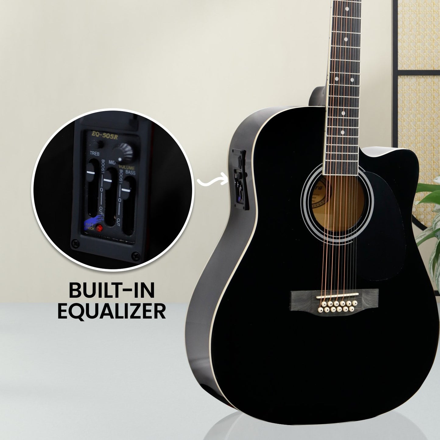 Karrera 12-String Acoustic Guitar with EQ - Black