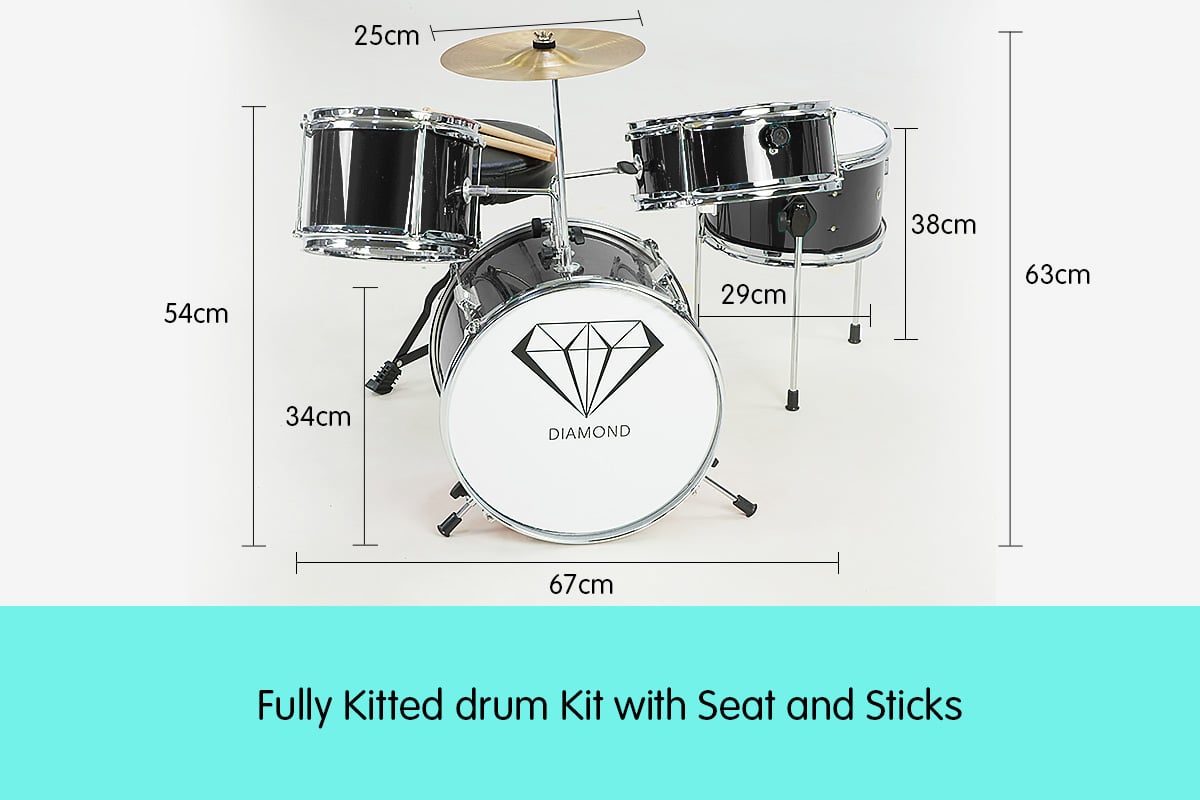 Children's 4pc Drum Kit - Black