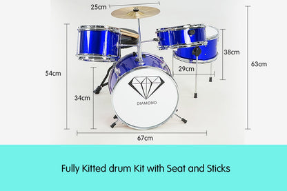 Children's 4pc Drum Kit - Blue