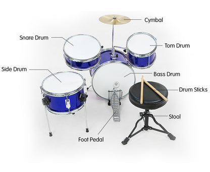 Children's 4pc Drum Kit - Blue