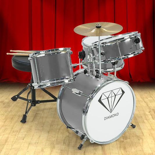 Childrens 4pc Drum Kit - Silver