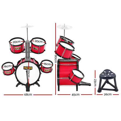 Kids 7 Drum Set Junior Drums Kit Musical  Toys Childrens Mini Big Band