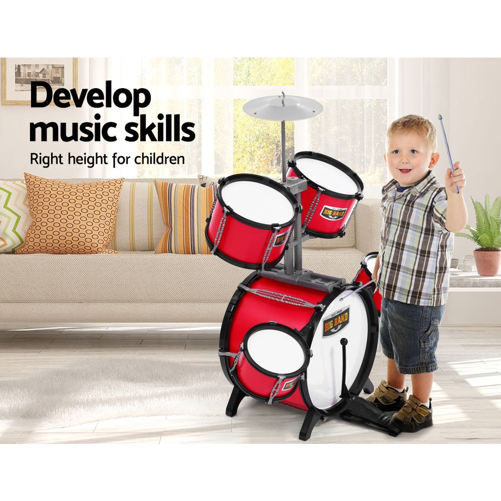 Kids 7 Drum Set Junior Drums Kit Musical  Toys Childrens Mini Big Band